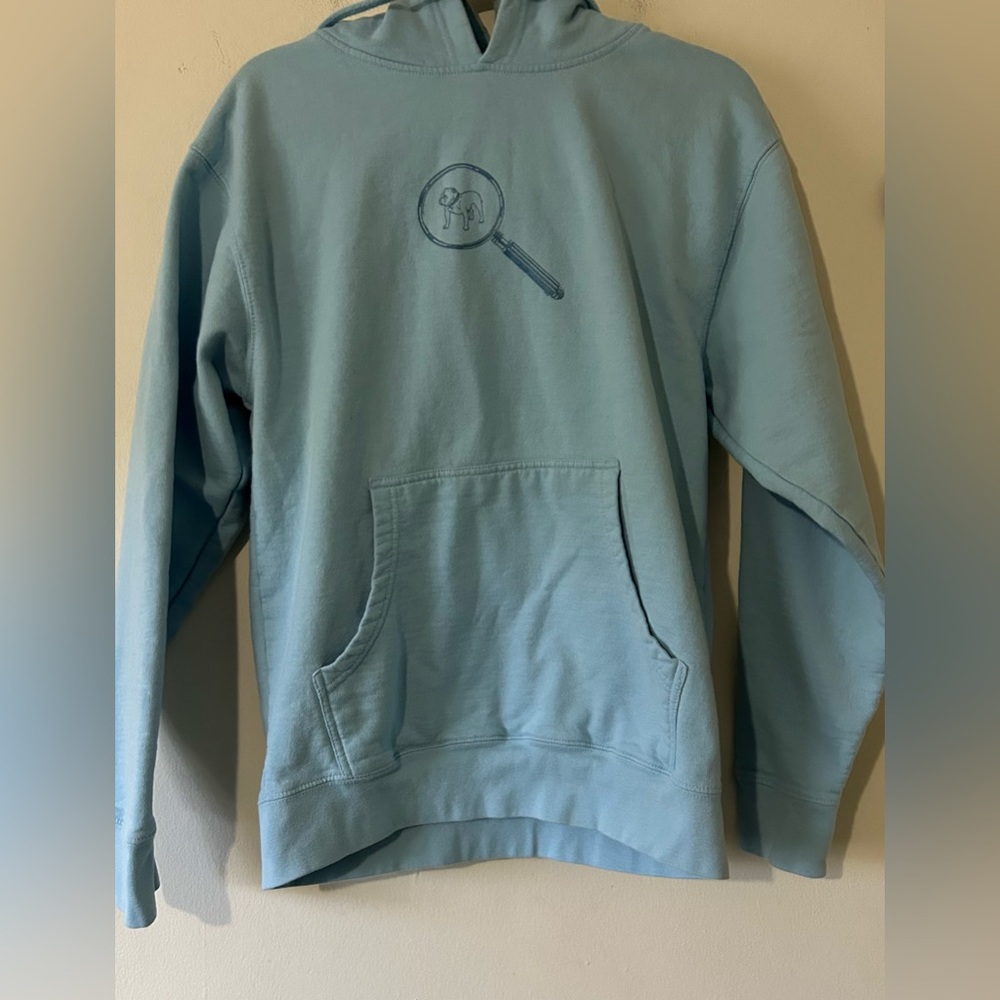 Men's Blue Hoodie English Bulldog London Boat Rentals Sweatershirt